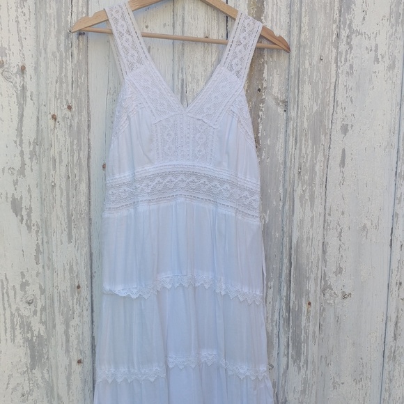 Vintage Boho White Tiered Dress - Picture 3 of 6